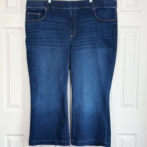 Lane Bryant Dark Wash Blue Denim High Rise Pull-On Boot Cut Jeans 28W